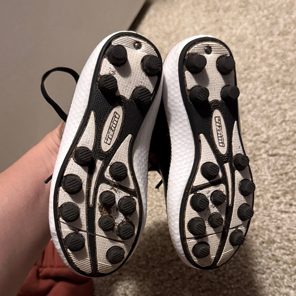 Kids Black and White Soccer Sneakers